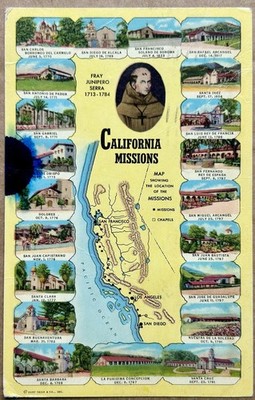 California Spanish Missions 1970 Vintage Postcard