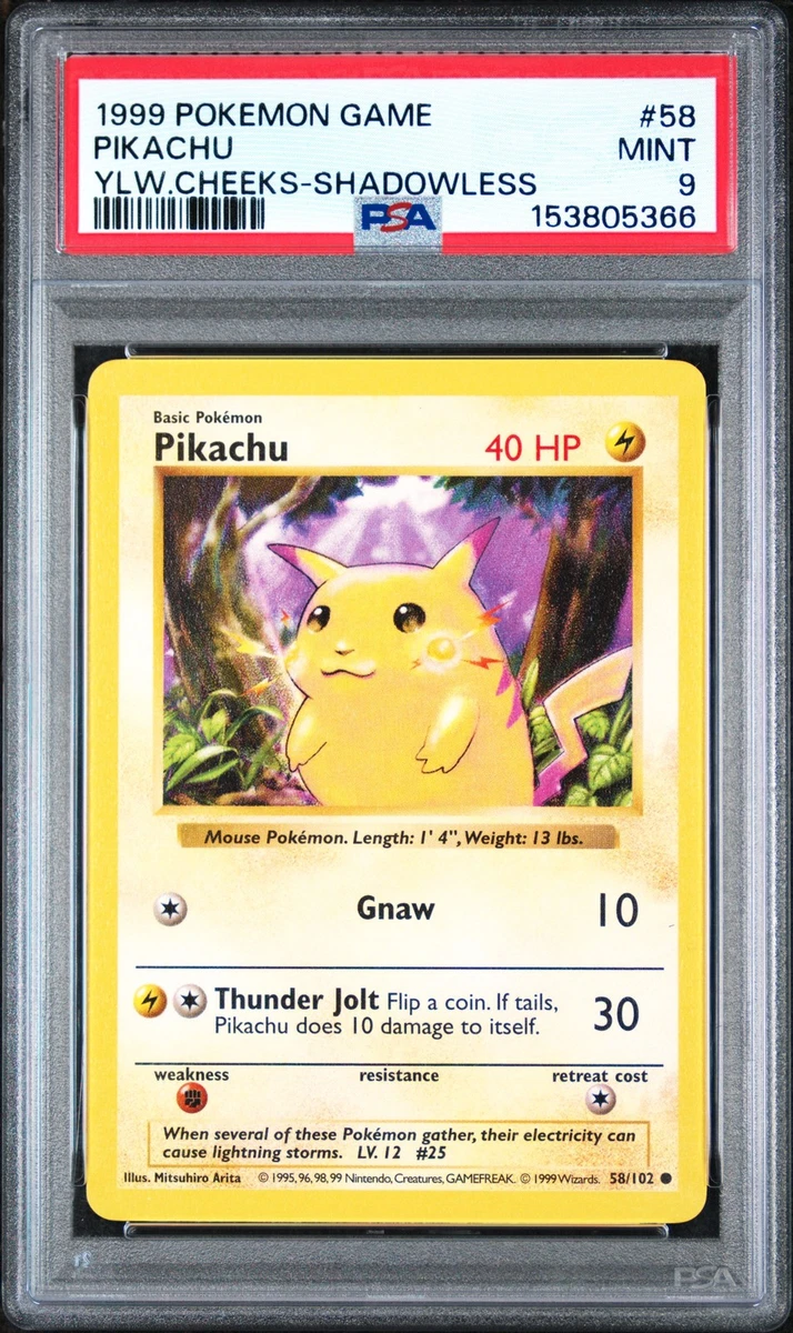 Pokémon TCG Base Set Pikachu Grade 9 Individual Collectible Card
