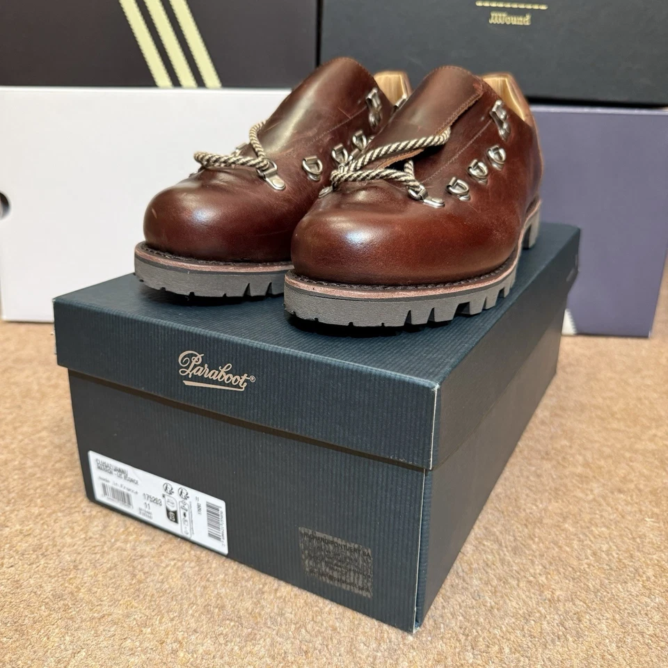 Paraboot Clusaz Marron Lisse Brown UK 11 US 12 EUR 45 nuovo con etichette - Immagine 2 di 4