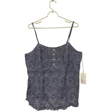  54 Haven Well Within Tank Top Womens L Blue And White Floral Cotton Blouse NWT
