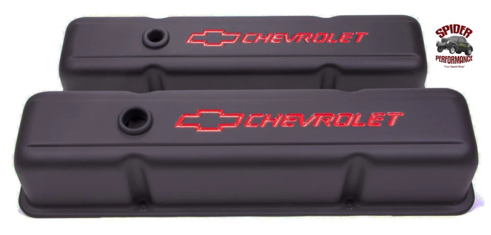 1959-1970 Chevrolet small block valve covers BOWTIE BLACK TALL profile kit - Image 2 of 4