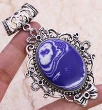 Blue Mosaic 925 Silver Plated Handmade Pendant of 3"