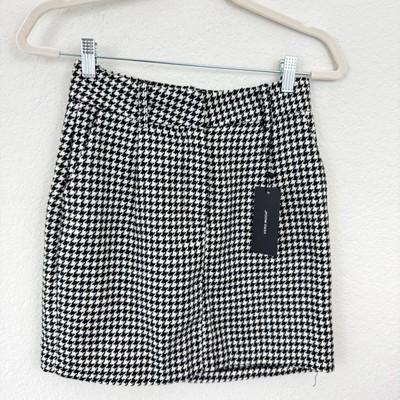 Vero Moda Womens Harper High Rise Skirt Size 2 Mini Straight Houndstooth Black 