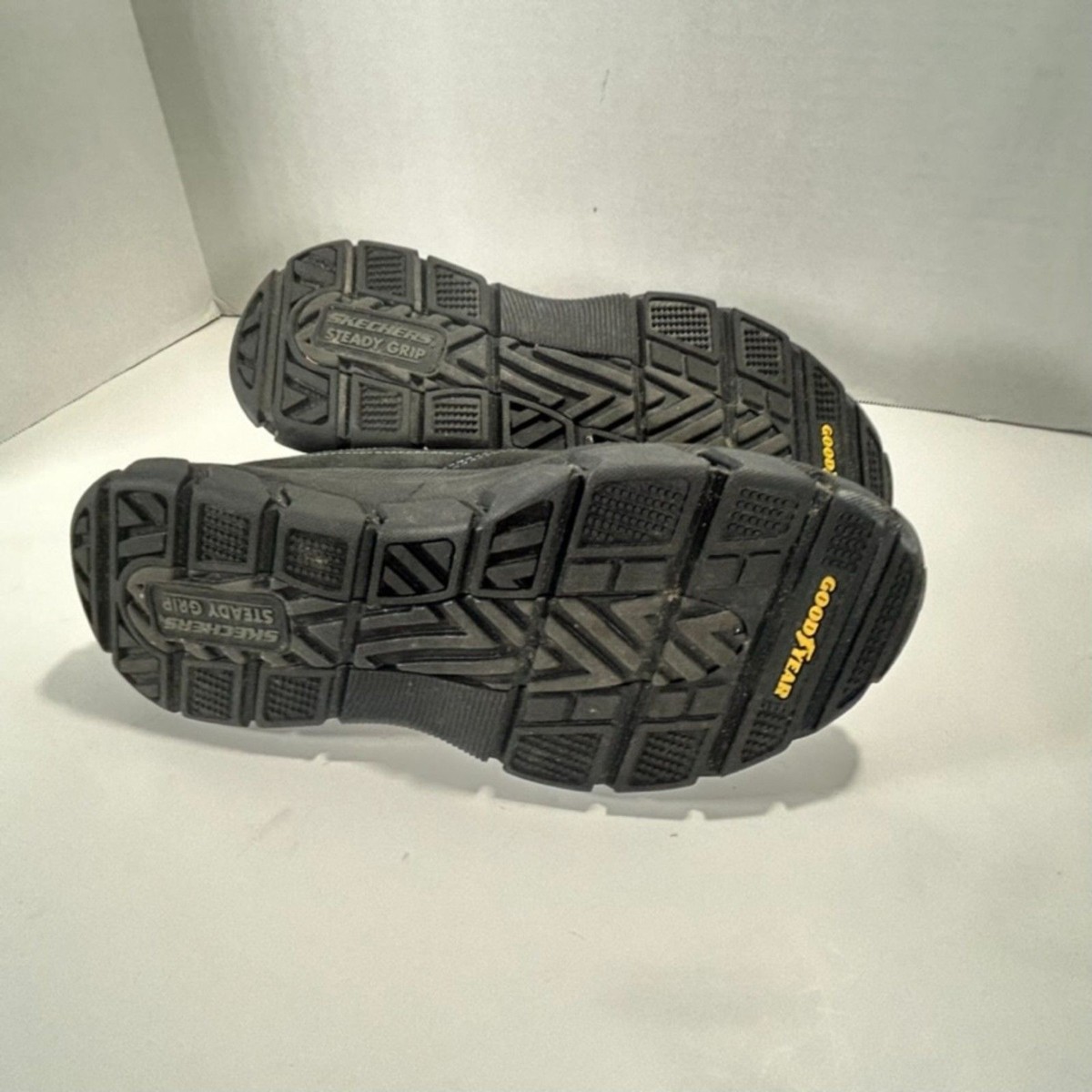 Skechers Relaxed Fit Steady Grip Men Sz 13 Black Leather Slip On Shoes 204480 Skechers Shoes Work Men main image 2