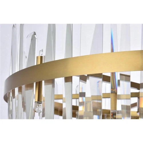 Elegant Lighting Serena 32" Round Iron and Crystal Chandelier in Satin Gold - Picture 6 of 8