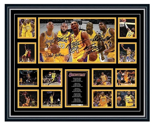 LA LAKERS KOBE BRYANT LEBRON JAMES SHAQ MAGIC SIGNED LTD ED FRAMED MEMORABILIA - image 3 of 4