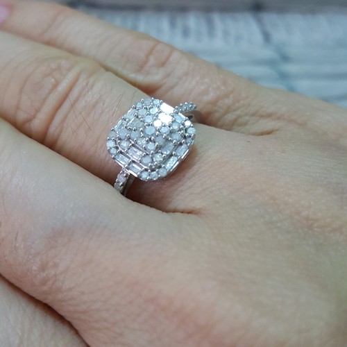 Art Deco 925 Sterling Silver Ring, Natural Diamonds, 0.350ct, Size O.5 US 7.25 - Picture 4 of 8