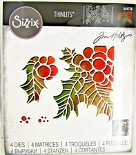 Holly Pieces Christmas Sizzix Thinlits Metal Die Set by Tim Holtz 664738 NEW 