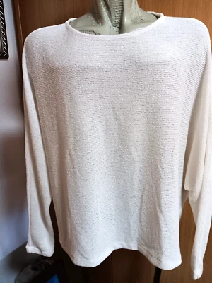 Vintage Damen Pulli mit Fledermaus Ärmel weiß Gr.L kurze Form 80er ! - Bild 1 von 3