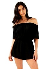 Boohoo Jumpsuits/Playsuits Black Off Shoulder Size 12