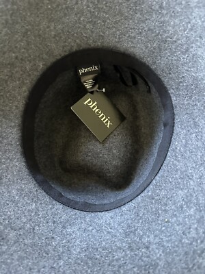 Grey 100% Wool Hat Phenix , Leather Detail One Size | eBay display picture 1