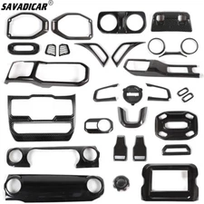 31x Carbon Inner Parts Full Set Accessories Trim Kit for Jeep Wrangler JL JT 18+