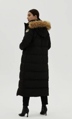 Medium Fitouch Women's Waukee Long Down Coat Parka Jacket, Black,