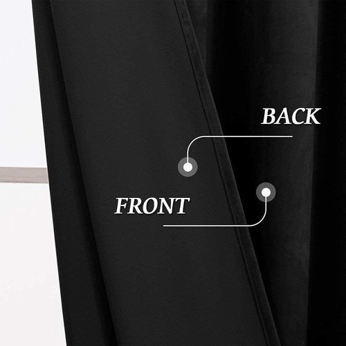Elegant Black Velvet Curtains Pack of 2 - 96" Thermal Insulated Drapes - 第 7/10 張圖片