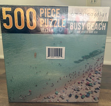 Americanflat 500 Piece Beach Jigsaw Puzzle, 18x24 Inches, Busy Beach