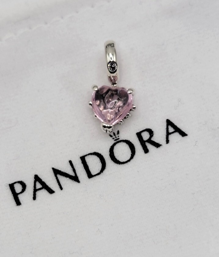 Authentic Pandora Pink Family Tree and Heart Dangle Charm