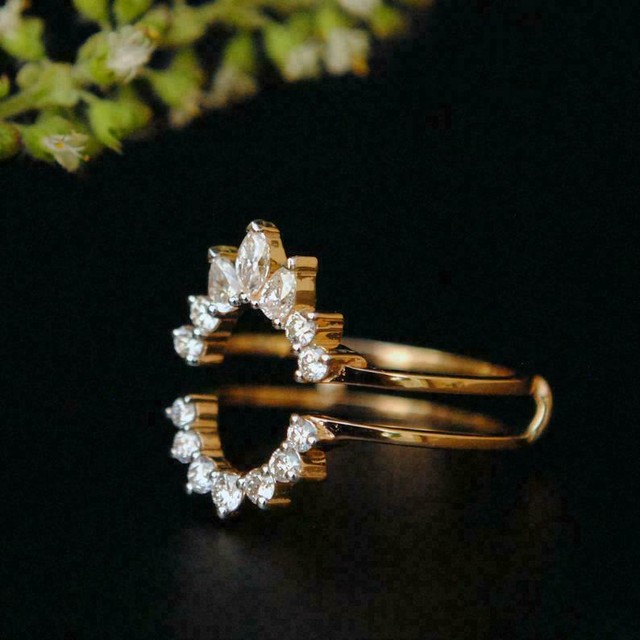 1 Ct Marquise & Round Cut Diamond Wrap Enhancer Guard Ring 14K Yellow Gold Over eBay