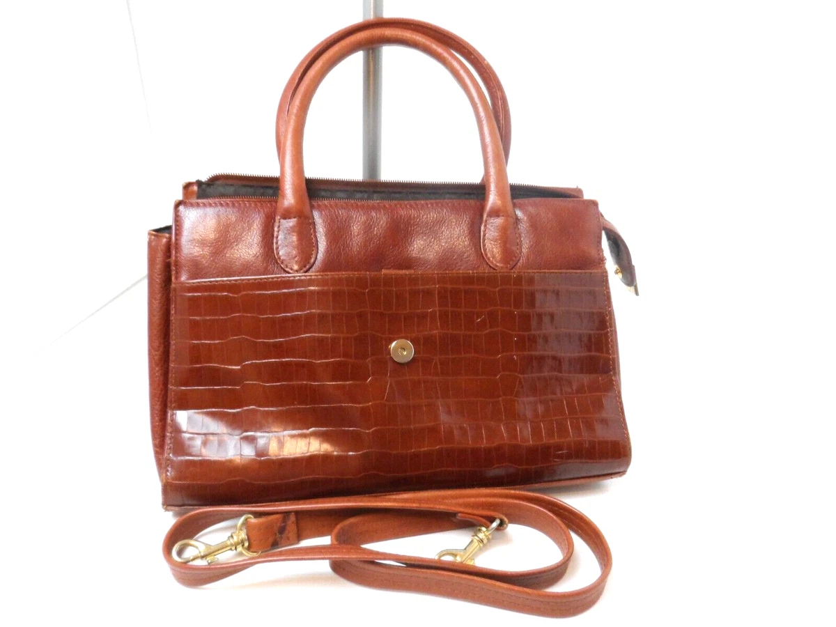 Lord Taylor Vintage Animal Solid Pattern Purse Brown Leather 5