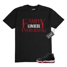 11 Bred Velvet Gym Red 2024 Black White T Shirt to Match FAM
