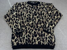 Rose Brand Sweater Pullover Knit Cheetah Leopard Womens Black Gold Usa VTG