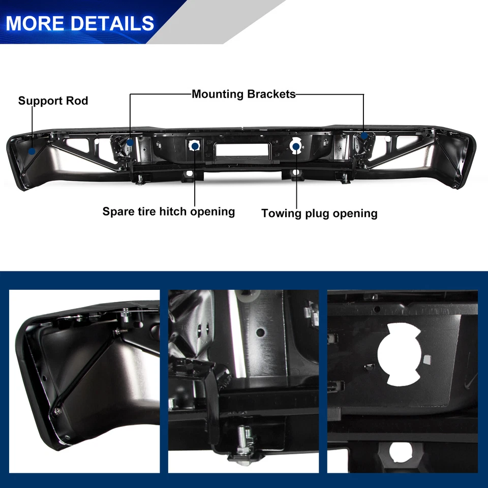 New Chrome Rear Bumper For 2007-2013 Chevy Silverado GMC Sierra 1500 Sensor Hole Foto 4 de 4