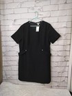 H&M Boucle Dress Wool Blend Black Details Removable Belt Gold Buttons By 2XLNwt
