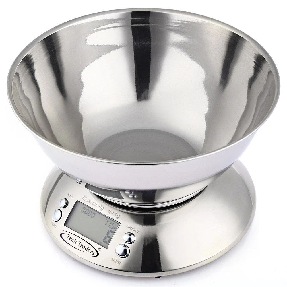 5kg Electronic Digital Stainless Steel Mixing Bowl Food Kitchen Scales  728360578259