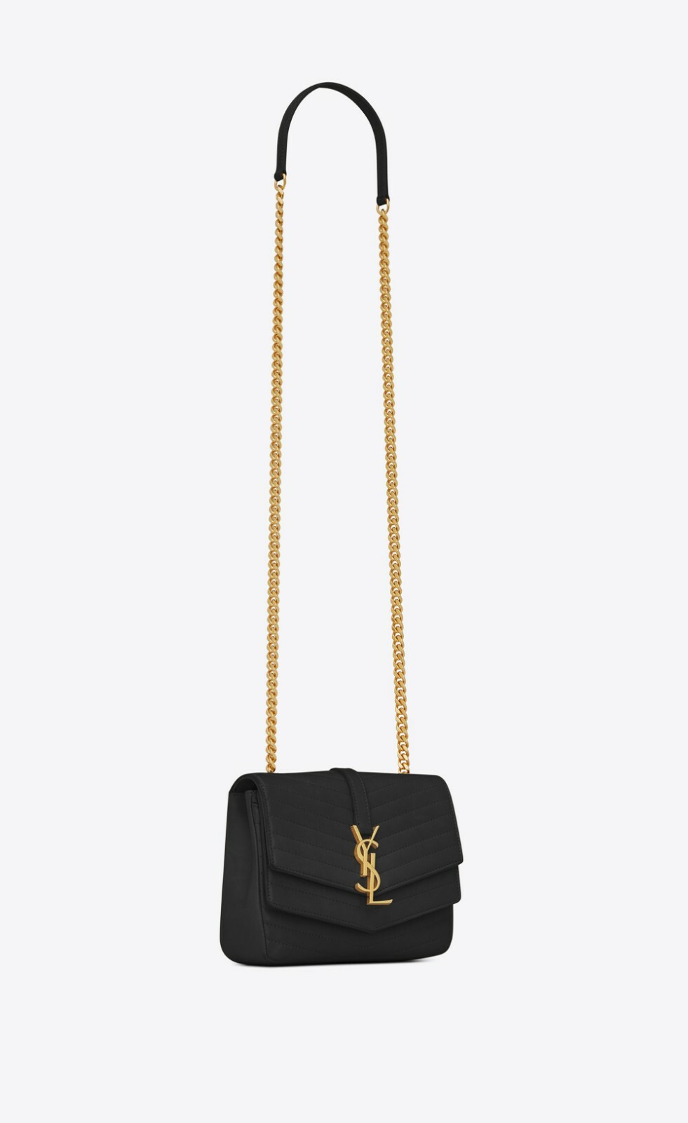 Monogramma a tracolla nuova con etichette Saint Laurent YSL Sulpice oro nero TRAPUNTATO PELLE DI AGNELLO