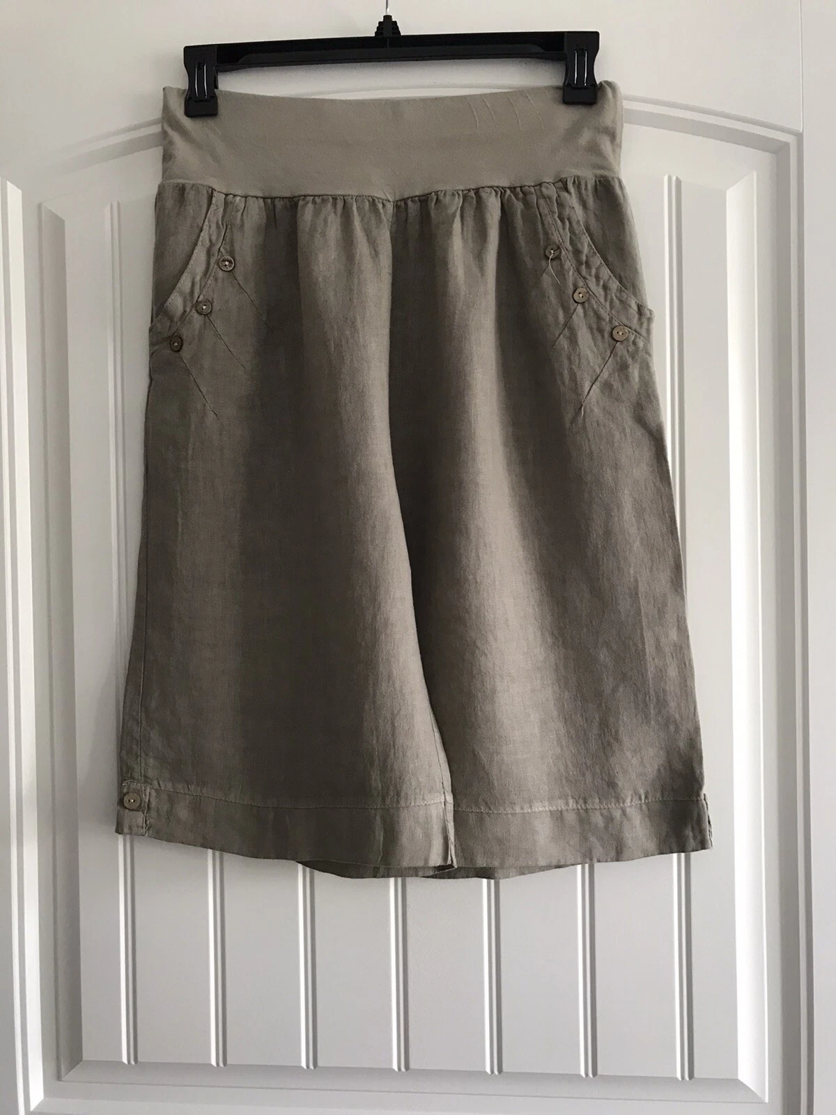 MADE IN ITALY 100% LINEN ELASTIC WAIST POCKETS CROP PANTS SHORTS SIZE 2
Opens in a new window or tab