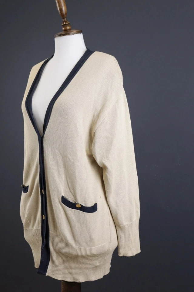 Suéter Cárdigan Largo Relajado Tejido Beige Mondi Talla 42 Foto 2 de 4