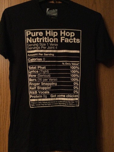 Hip Hop - “Pure Hip Hop Nutrition Facts” - Black Shirt - M - Local Celebrity