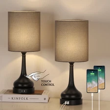 2 Pack Table Bedside Lamps with Touch Control 2 USB Charging Ports for Bedroom