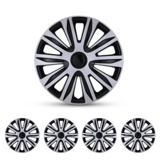 4pc 14 Silver Black Wheel Covers Snap On Full Hub Caps Fit R14 Tire Steel Rim 4pc 14 Silver Black Wheel Covers Snap On Full Hub Caps Fit R14 Tire Steel Rim