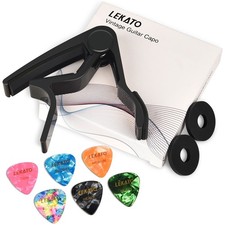 LEKATO Guitar Capo for Acoustic Electric Guitar with 6x Picks/2x Strap Locks