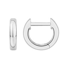 PAVOI 925 Sterling Silver Huggie Earrings, White Gold, Size 12 12mm, Plain