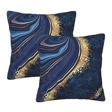 Blue Marble Texture Throw Pillow Covers Set 18" x 18" Pack of 2 Marble blue 
