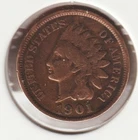 US Rare Old West 1901 Indian Head Penny Coin American Collection Shield Cent USA