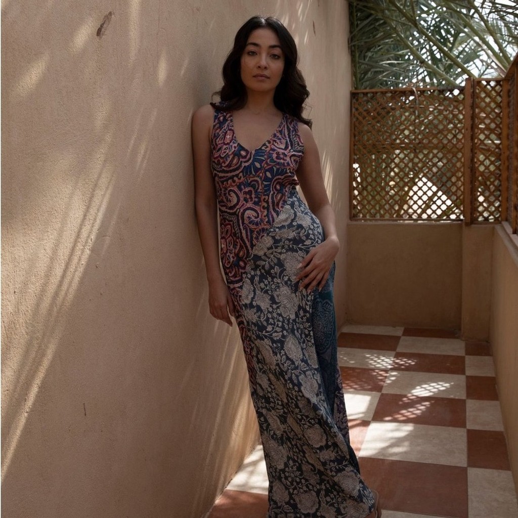 Anthropologie Kachel Hannah Maxi Dress Bohemian Paisley and Floral Patterns L