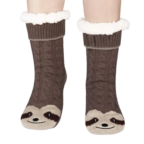 Sloth Gifts for Women Sloth Fuzzy Slipper Socks With Grippers Warm Cozy - Picture 1 of 6