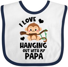 Inktastic Monkey I Love Hanging Out With My Papa Baby Bib Dad Adorable Clothing