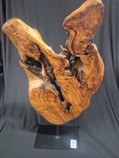 Large Burl Wood Sculpture on Stand Organic Modern Industrial Home Decor