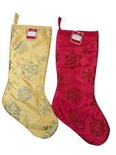 Holiday Time 19in Velvet Christmas Stocking Set of 4 Red Green Blue Cream Gold
