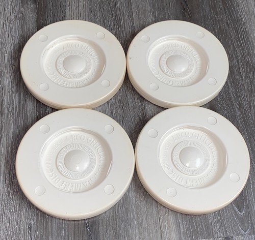Lot of 4 Vintage ARCO Official Tournament Shuffleboard Discs White RARE