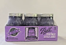New Ball Pint Mason Jars w/Lids Canning Vintage Heritage Collection Purple 6/Pk