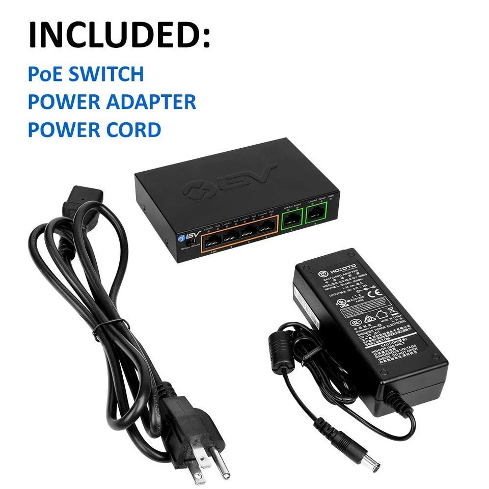 Bv-tech 6 Port Poe+ Switch (4 Poe+ Ports With 2 Ethernet Uplink And - Image 3 of 4