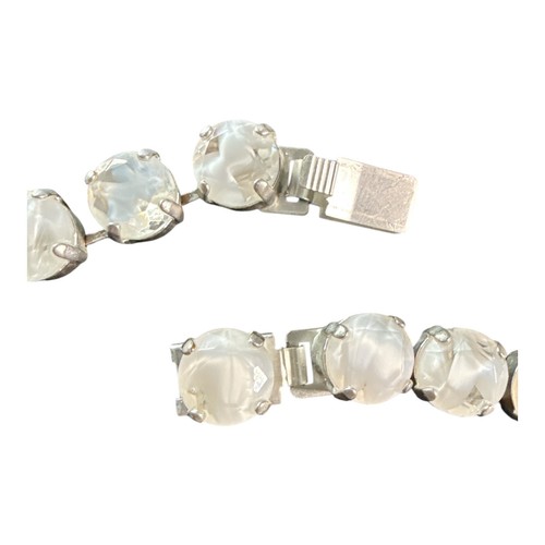 RODRIGO OTAZU Silver White Frosted Swarovski Crystal Bar Link Necklace O168 - Picture 7 of 8