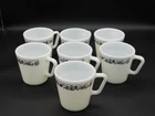 Vintage Pyrex 1410 Old Town Blue Pattern Milk Glass 8 Ounce Coffee Mugs Lot of 7