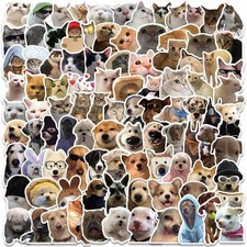 100PCS Funny Dog  Cat Meme Stickers Cute Cat  Dog Stickers Adults Teens