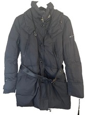 Peuterey Women Black Belted Detachable Hood Parka M