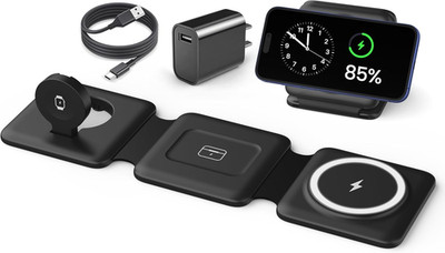 Magnetic Wireless Charger for Iphone: Fodable 3 in 1 Charging Station for Multip